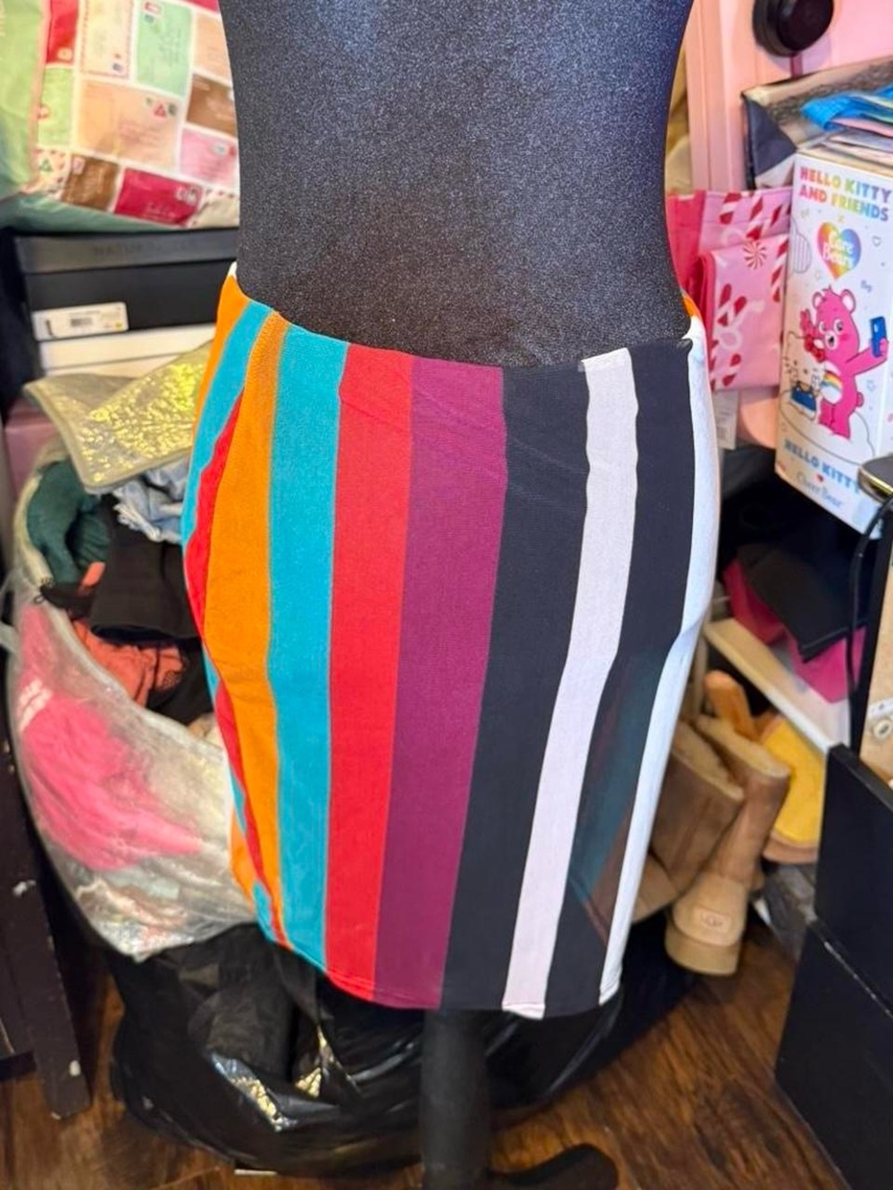 Colorblock Stripe Pencil Skirt - Multicolor